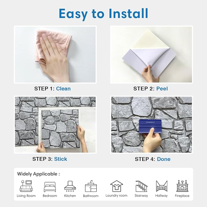 COMSTICKC 3D Faux Stone Wall Panel Peel and Stick Wall Tiles, Ultra-Light Thin - Image 9