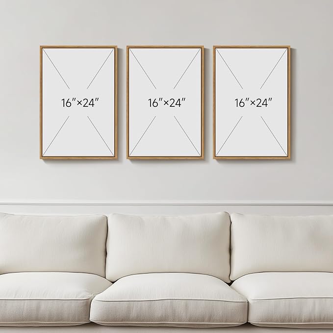 Framed Boho Abstract Wall Art Bedroom, 3 Piece Green and Yellow Mid Century - Image 3