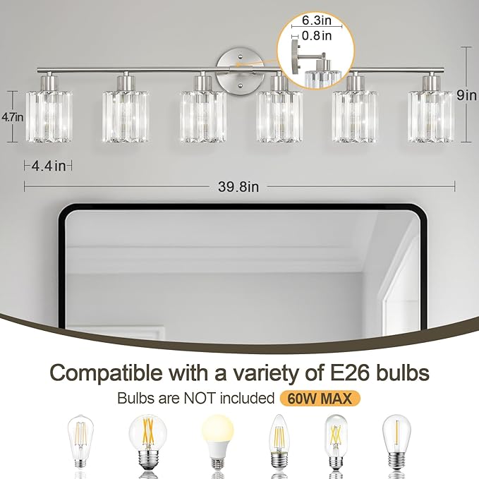 Crystal Bathroom Light Fixtures, Bathroom Lighting Fixtures Over Mirror - Image 2