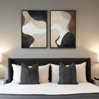 Framed Neutral Abstract Minimalist Wall Art Set of 2, Modern Canvas Prints - Image 2