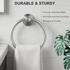 SetSail Towel Holder for Bathroom Wall Silver Towel Ring Stainless Steel Hand - Image 7