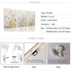Bwodke Wildflower Wall Art Watercolor Botanical Floral Colorful Canvas Prints - Image 3