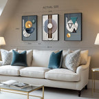 Framed Modern Wall Art for Living Room, 3 Piece Modern Luxury Bright Style Blue - Image 4