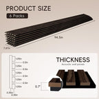 EVERECO 6 Pack Wood Slat Acoustic Wall Panels 92.5" × 7.87", 3D Sound Absorbing - Image 2