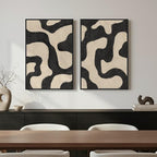 Framed Abstract Beige Black Wall Art - Image 3