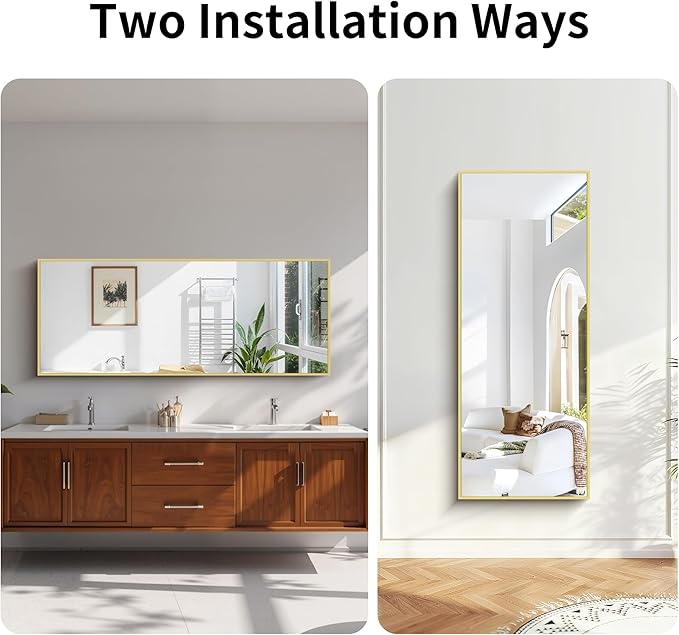 KOCUUY Large Gold Bathroom Mirror, HD Tempered Glass, Anti-Rust Frame, Modern - Image 7