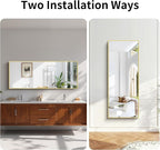 KOCUUY Large Gold Bathroom Mirror, HD Tempered Glass, Anti-Rust Frame, Modern - Image 7