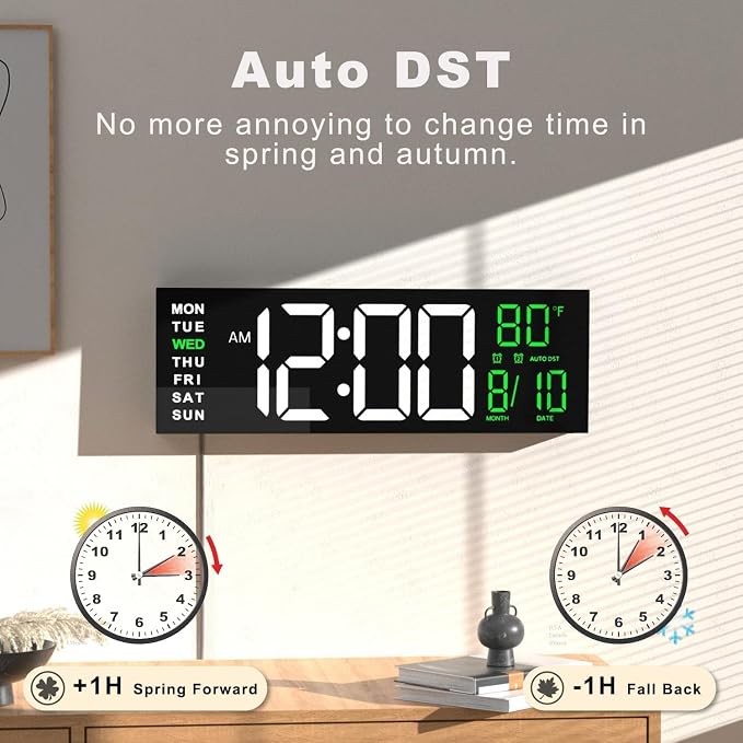 JALL 16" Large Digital Wall Mount Clock, Count Down Timer, Big LED, RGB Color - Image 5