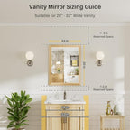 24x30 Inch Bathroom Mirror for Wall, Anti-Rust Oak Wood Grain Metal Framed - Image 2