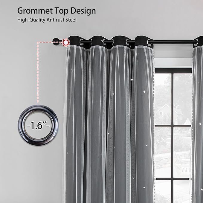 XiDi Curtains for Bedroom Windows, Unicorn Curtains for Kids Room - Image 4