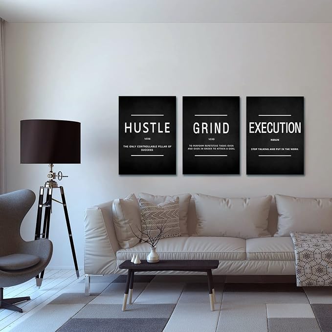 KAWAHONE Canvas Painting Wall Art, Grind Hustle Execution Motivational Wall Art - Image 7