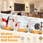 Battery Operated Wall Sconces Set Of 2, Wireless Battery Wall Light - Image 3