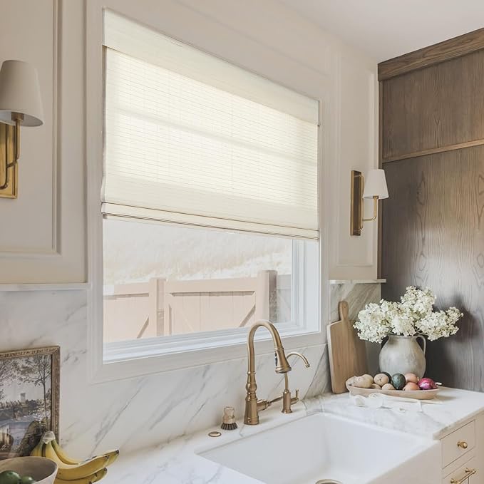 TWOPAGES Natural Woven No Drill Roman Shades, Custom Cordless Blackout Bamboo - Image 3