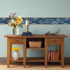 Blue Abstract Wallpaper Border 196x4 Inch Peel and Stick Wall Border Modern - Image 6