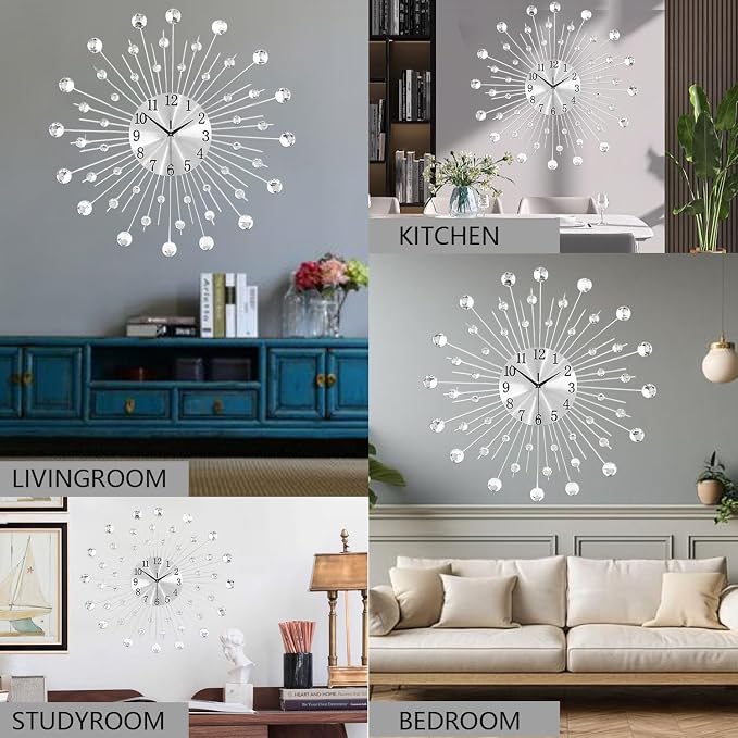SIN&MI Large Wall Clock for Living Room Decor Non-Ticking Quiet Metal Quartz - Image 4