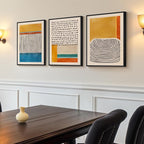 Framed Abstract Mid Century Modern Wall Art Bedroom, 3 Piece Colorful Bright - Image 2