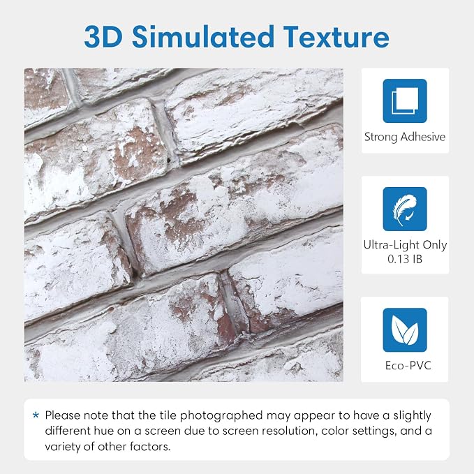 COMSTICKC 3D Faux Brick Peel and Stick Wall Covering, Small Size Thin PVC Self - Image 3