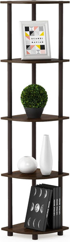 Furinno TURN-N-TUBE Corner Shelf Set of 2, 5-Tier Corner Bookshelf, Open - Image 5