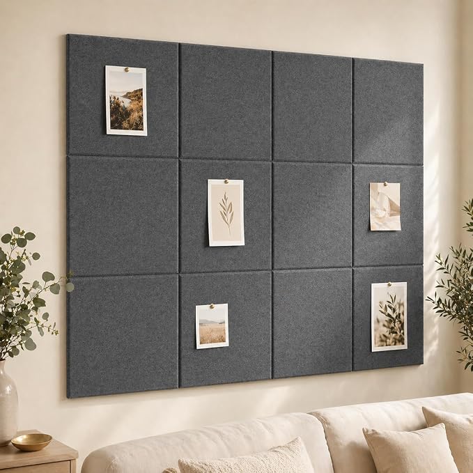 Large Cork Boards for Walls – 48" x 36" Self Adhesive Felt Wall Tiles by CreateYourIdealSpace