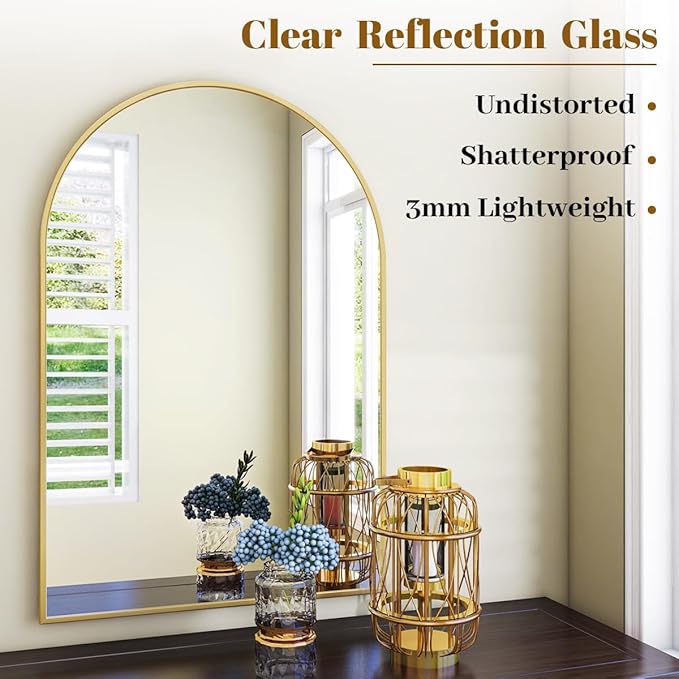 VooBang Arched Wall Mirror, 26 x 41 inch Arch Bathroom Mirror, Wall Mounted - Image 4