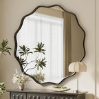 VooBang Black Scalloped Large Circle Mirror, Hanging Leaning - Image 7