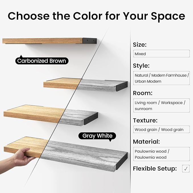 BAYKA Wall Shelves for Bedroom Decor, Floating Shelves for Living Room Kitchen - Image 6