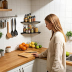 Small Corner Shelf, Floating Metal Corner Shelves, Corner withs Wire Hole - Image 5