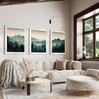 Mountain Wall Art Decor Set of 3 Sage Green Forest Canvas Wall Art Prints - Image 4