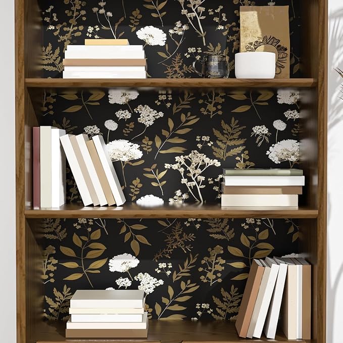Laatse Dark Floral Wallpaper Peel and Stick Boho Wallpaper 17.5in x 118in - Image 5