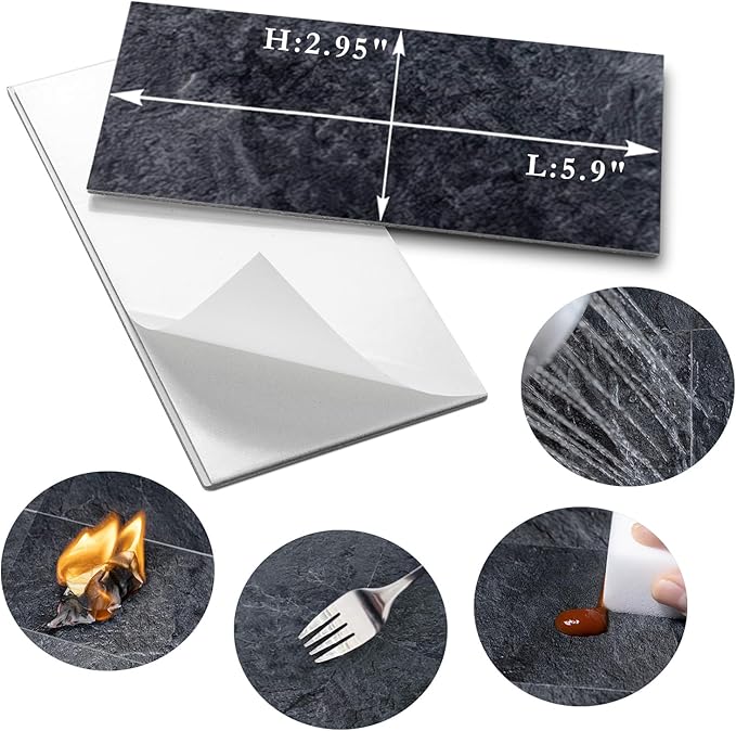 AULIGET 3" x 6" Peel and Stick Backsplash Wall Tiles, PVC Faux Stone Stick on - Image 5