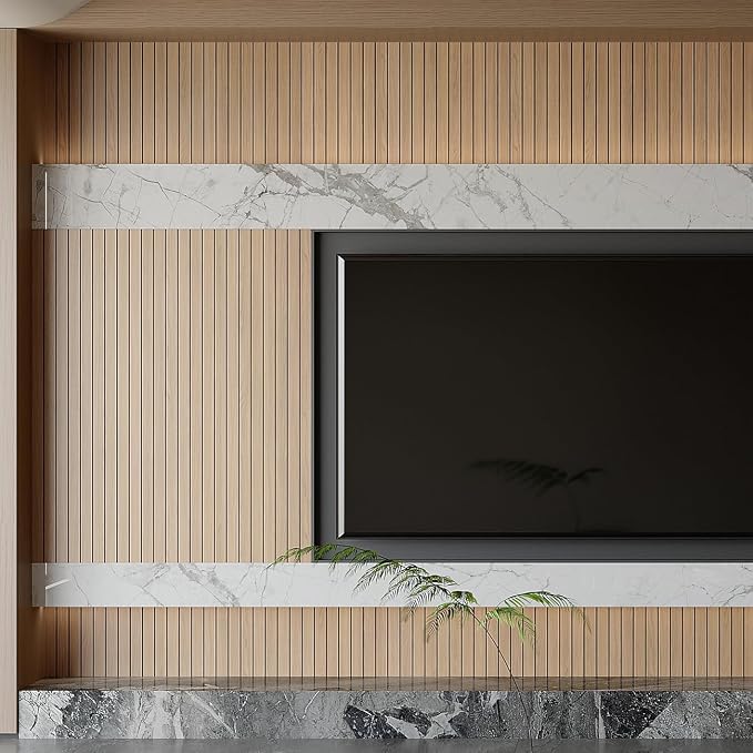 Yutianli PVC Slat Wall Panel Peel and Stick 118"x 15.7" Faux Wood Slat Panel - Image 5