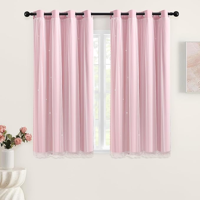 XiDi Light Pink Curtains for Bedroom, Girls Room Blackout Curtains, Kids Room by Addsomecolortolife