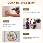 NEWBULIG 28-Inch Round Wall Mirror, Bathroom Wall Circle Mirror - Image 6