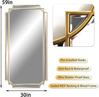 HQiJun Gold Full Length Mirror for Wall, Polished Bevelled Rectangle Mirror - Image 4