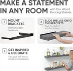 Homeforia 36 inch Gray Floating Shelves, High End Solid Real Wood 36inch - Image 5