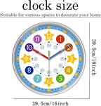 XFM Large Kids Wall Clock 16 Inch Silent Non Ticking Quartz Battery Operated - Image 6