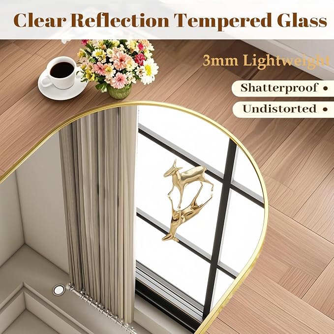 Dewfig Arched Full Length Mirror, Full Body Mirrors - Image 5