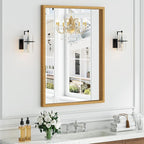 Syndra Natural Wood Frame Bathroom Mirror, 30x40'' Modern Vanity Mirror by Syndra