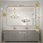 LED Bathroom Mirror with Lights, 48x36 Inch Brushed Silver Framed Lighted - Image 7