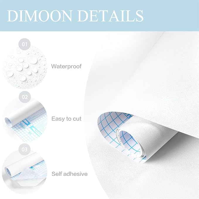 Dimoon 17.7''x236'' Peel and Stick Wallpaper White Contact Paper - Image 3