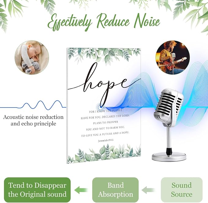 Sacubee 6 Pack Acoustic Christian Art Panels 12" x 16" Faith Hope Love - Image 2
