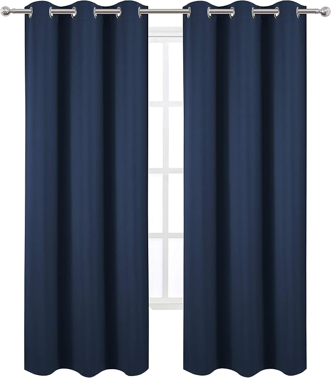 LEMOMO Navy Blue Blackout Curtains 34 x 84 Inch Length/Set of 2 Curtain - Image 2