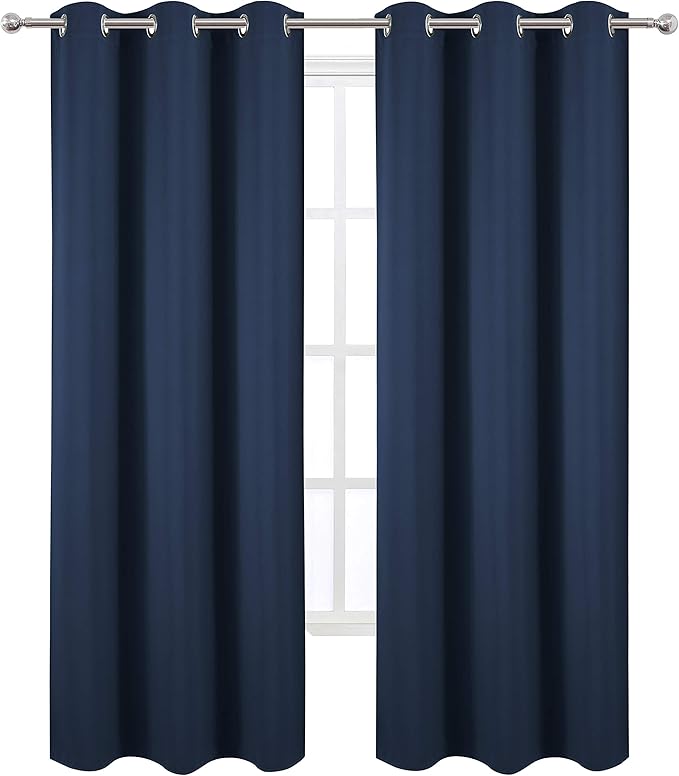 LEMOMO Navy Thermal Blackout Curtains/38 x 84 Inch/Set of 2 Panels Room - Image 2