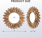Honiway Boho Wall Decor Mirror 2 Pack Rustic Wood Mirror 12 inch Boho Mirror - Image 6