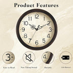 KECYET Wall Clock, Vintage Wall Clocks Battery Operated Quartz Silent - Image 3