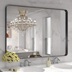 LOAAO 48X30 Inch Black Metal Framed Bathroom Mirror by LOAAO