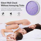 HZDHCLH Purple Wall Clocks Battery Operated, 12 inch Silent Non Ticking Modern - Image 5