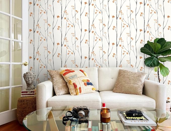 Timeet Floral Wallpaper Peel and Stick Wallpaper Boho 16.14"x393.7" Flower - Image 8