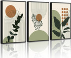 PHOPAGO Boho Plant Wall Art Green Botanical Bohemain Framed Wall Printing by PHOPAGO