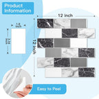 Art3d Peel and Stick Black White Grey Marble Wall Tiles – 12"x12" Thicker - Image 8